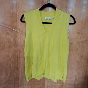 Jeanne Pierre yellow v-neck blouse size medium